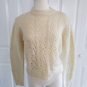 NEW Woven Heart Ivory Crochet Detail Sweater